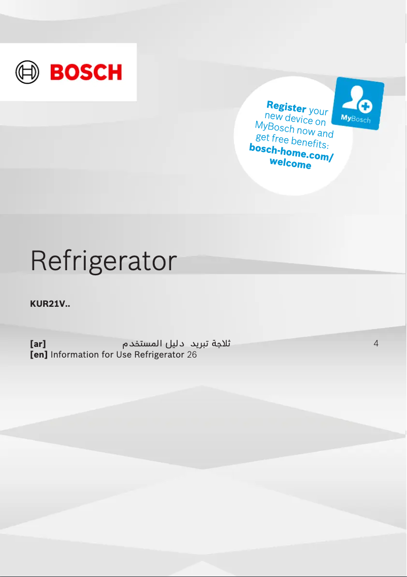 Page n°1 - Mode d'emploi Bosch KUR21VFE0G