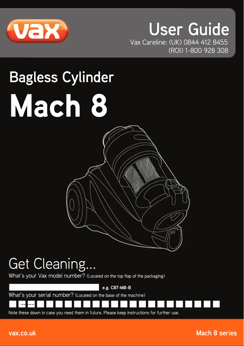 Page 1 de la notice Manuel utilisateur Vax C88-M8-B