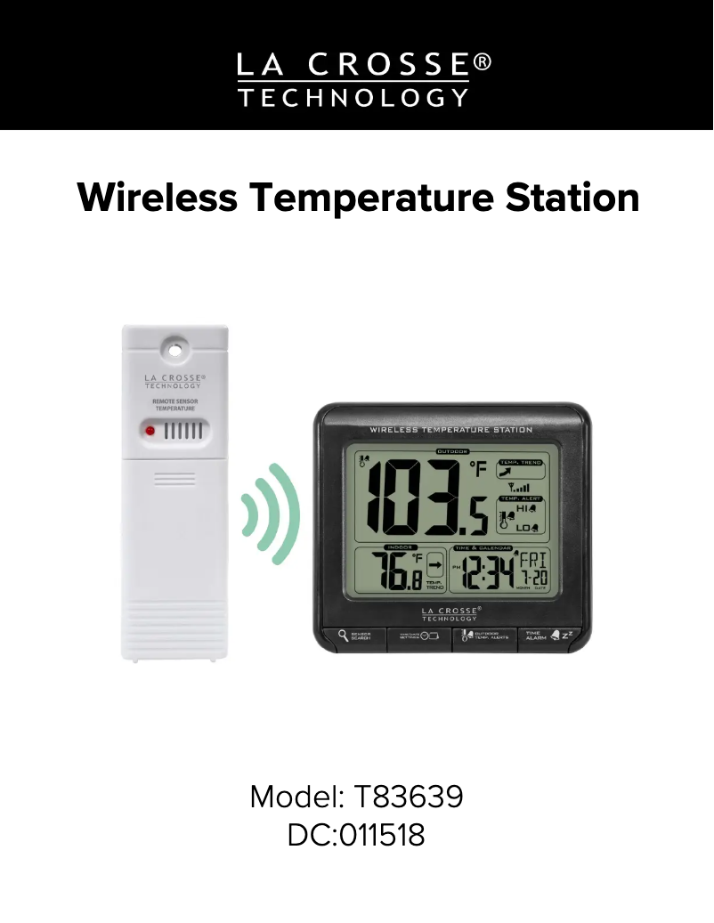 Page 1 de la notice Manuel utilisateur La Crosse Technology T83639