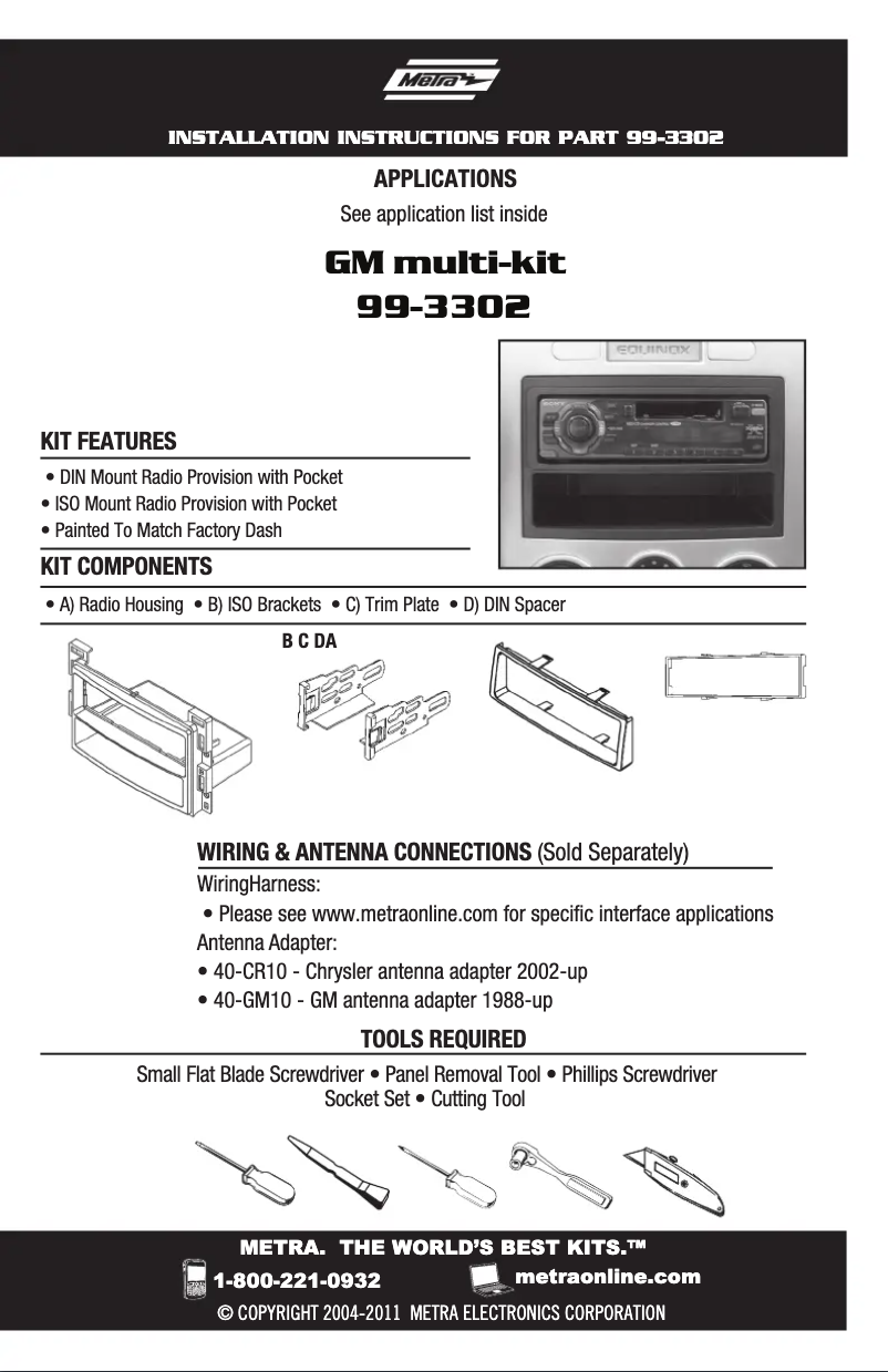 Page n°1 - Manuel utilisateur Metra 99-3302
