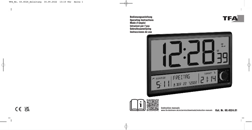 Page 1 de la notice Manuel utilisateur TFA 60.4524.01