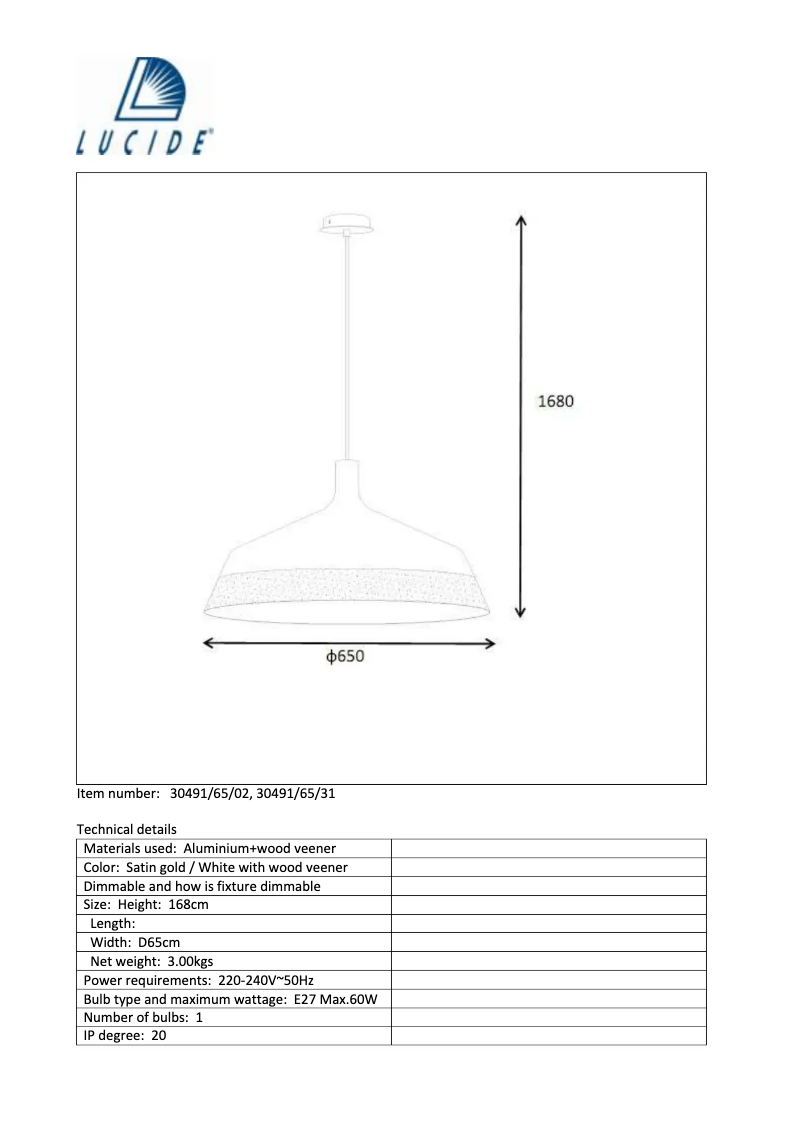 Page 1 de la notice Manuel utilisateur Lucide Bowi-XL
