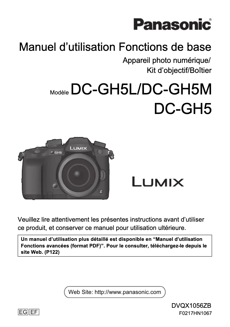 Image de la première page du manuel de l'appareil Lumix DC-GH5