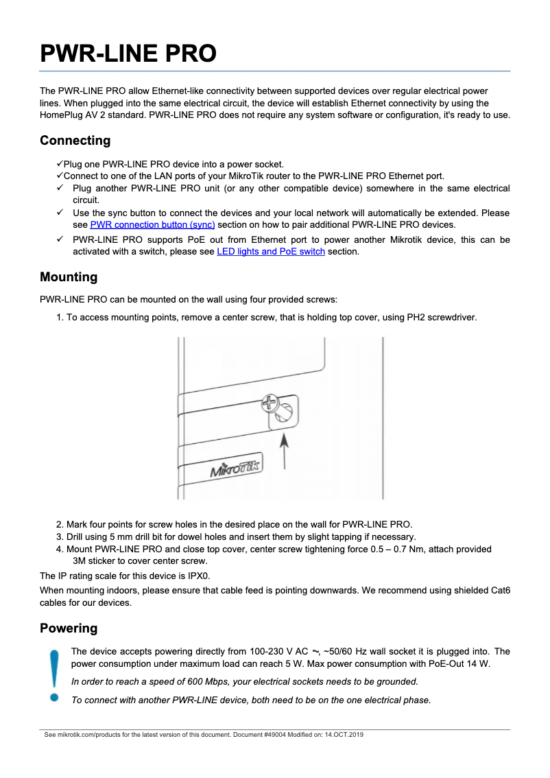 Page 1 de la notice Manuel utilisateur Mikrotik PL7510Gi