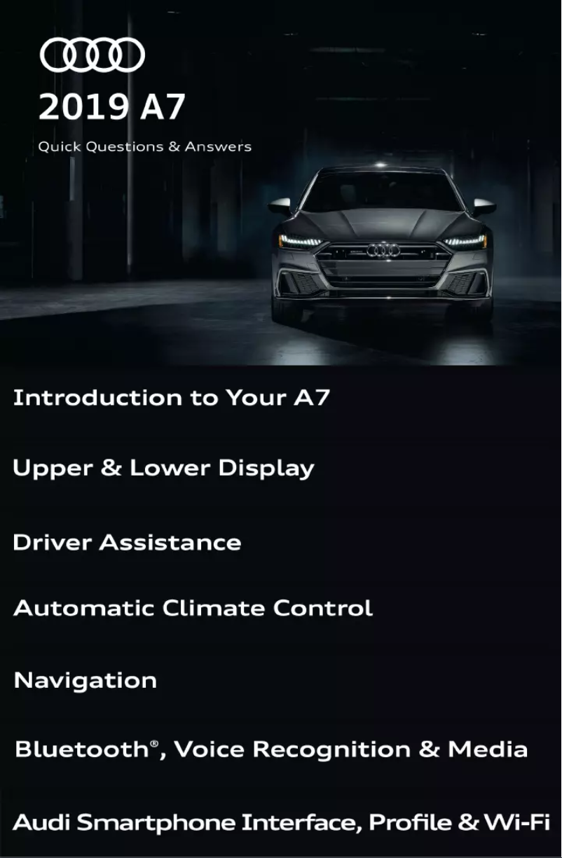 Page 1 de la notice Manuel utilisateur Audi A7 (2019)