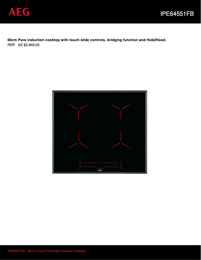 Page 1 de la notice Fiche technique AEG IPE64551FB