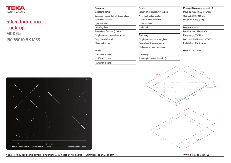 Page 1 of the manual Technical Sheet Teka IBC 63010 MSS