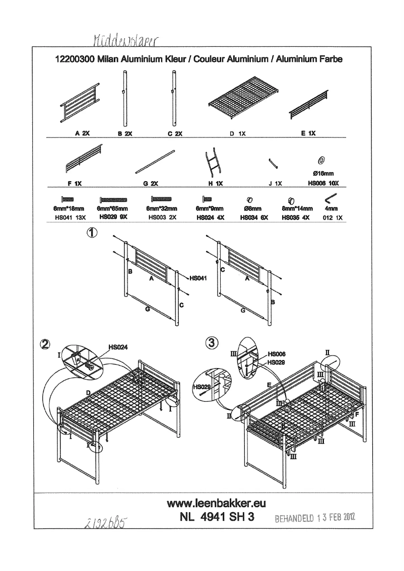 Page 1 de la notice Manuel utilisateur Leen Bakker Milan