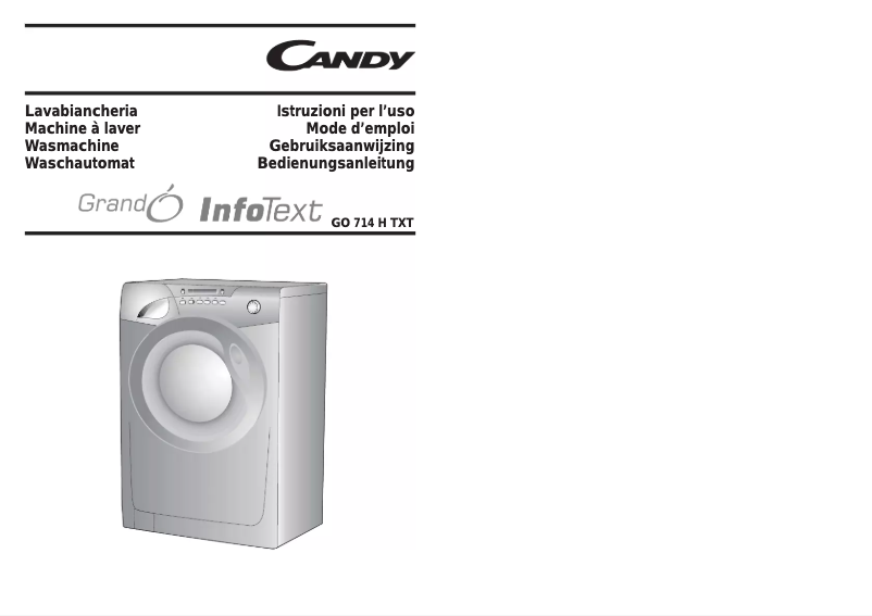 Page n°1 - Manuel utilisateur Candy GO 714 H TXT-07S