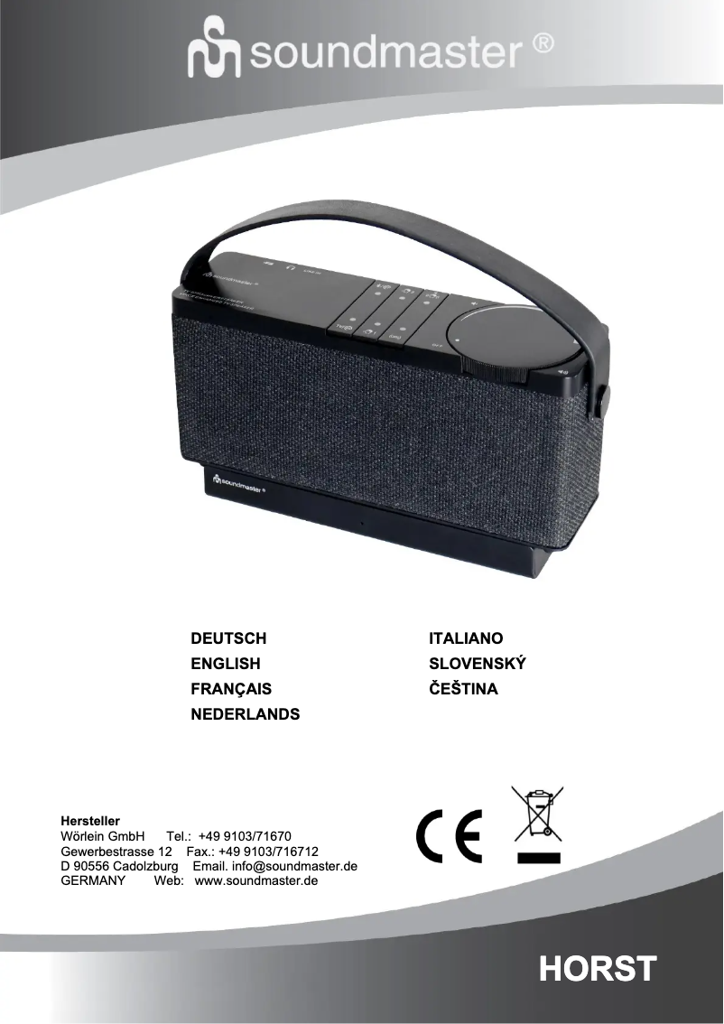 Page n°1 - Manuel utilisateur Soundmaster Horst