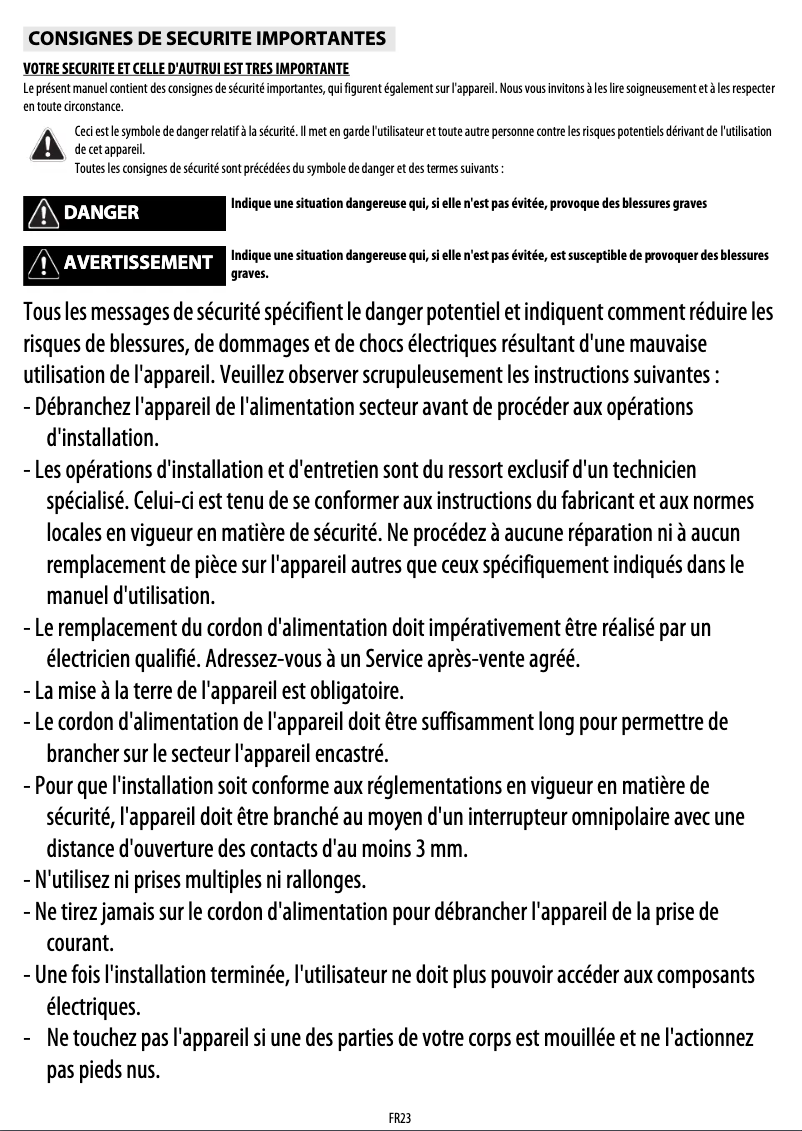 Page 1 de la notice Manuel utilisateur Whirlpool AKP 548