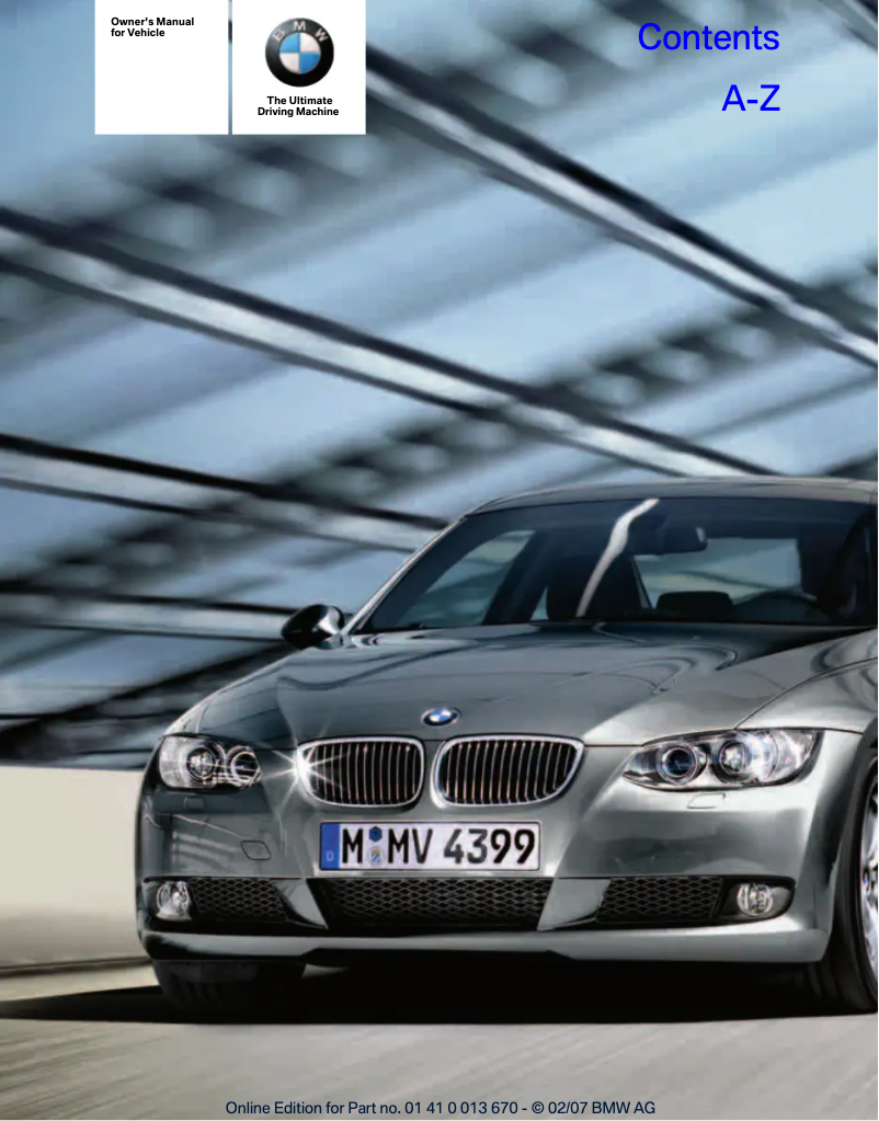 Image de la première page du manuel de l'appareil 335i Coupe (2007)