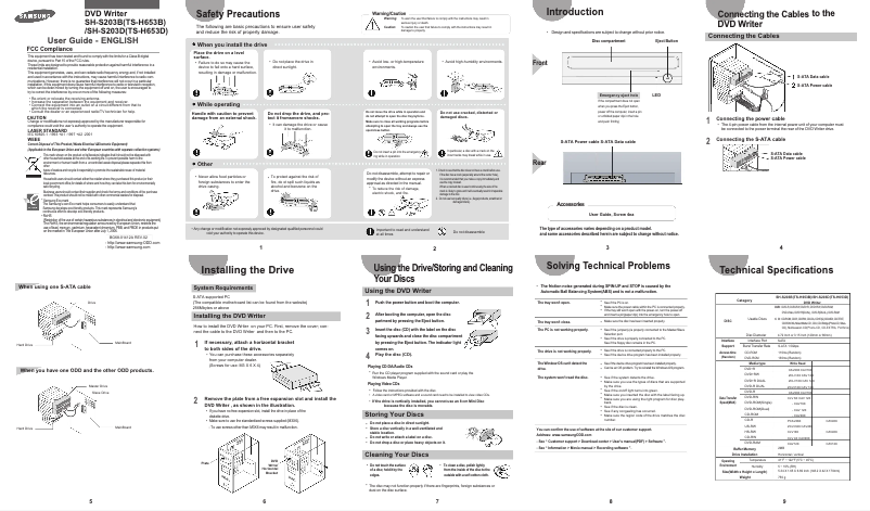 Page 1 de la notice Manuel utilisateur Samsung SH-S203D