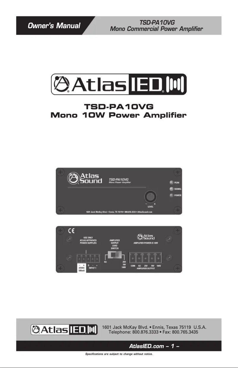 Image de la première page du manuel de l'appareil TSD-PA10VG