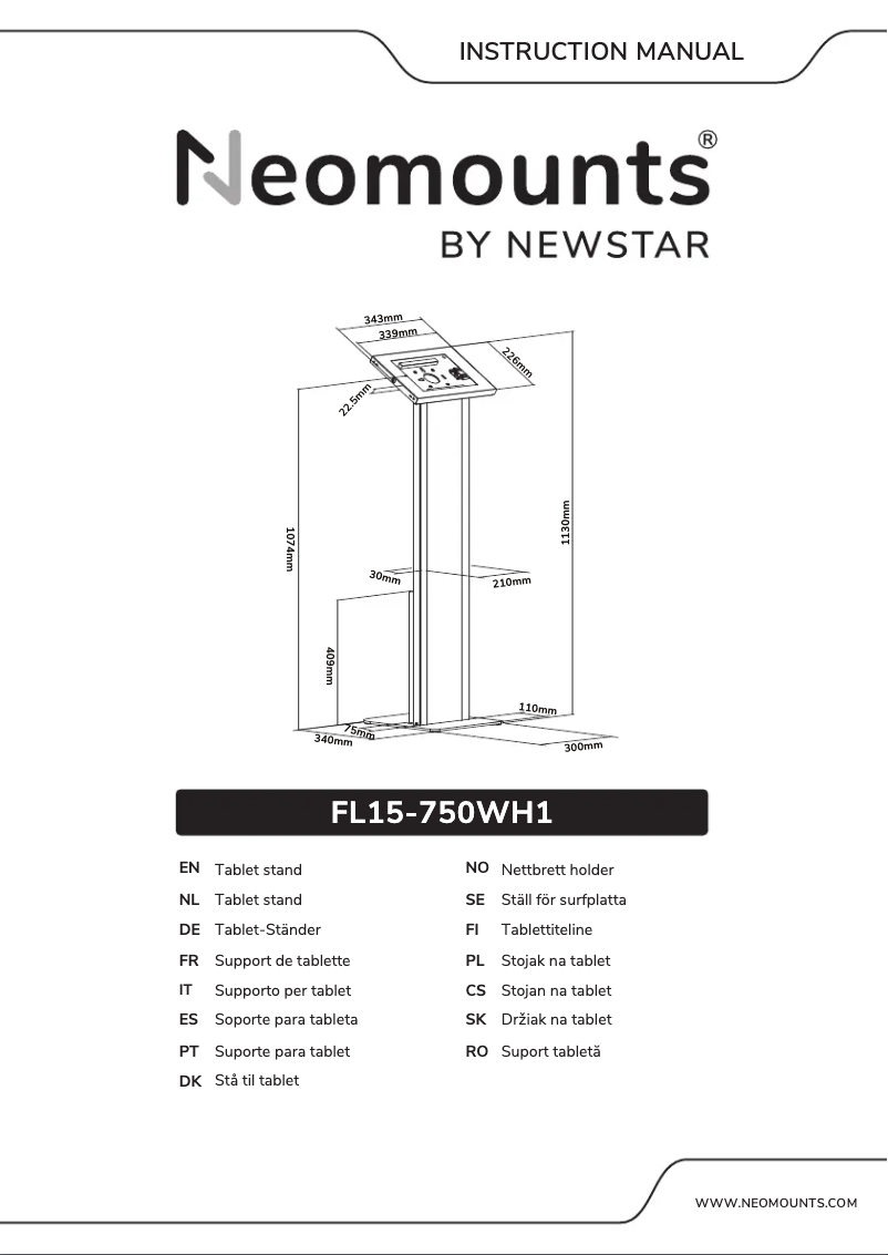 Page 1 de la notice Manuel utilisateur Newstar FL15-750WH1