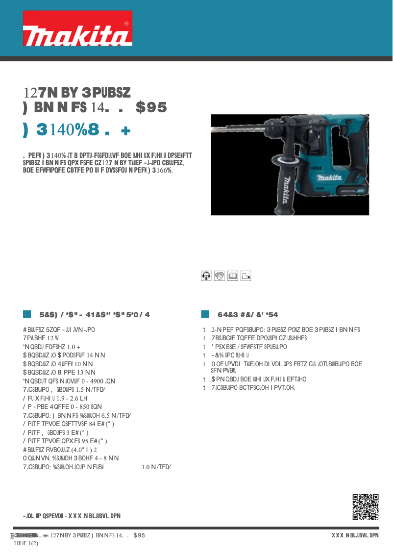 Page 1 de la notice Fiche technique Makita HR140DWMJ