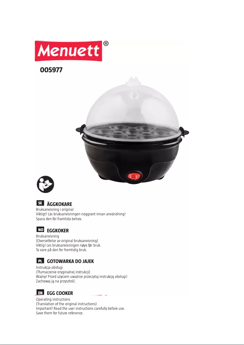 Página 1 del manual Manual de usuario Menuett 005-977