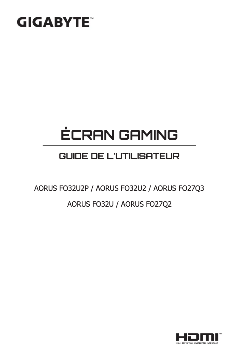 Image de la première page du manuel de l'appareil Aorus FO27Q2