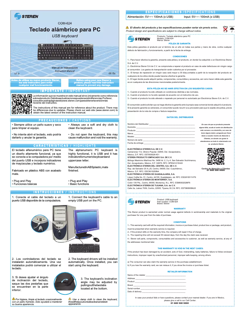 Página 1 del manual Manual de usuario Steren COM-624