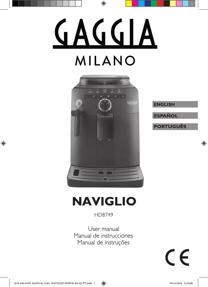 Page n°1 - Manuel utilisateur Gaggia Naviglio