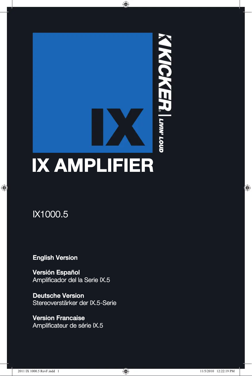 Image de la première page du manuel de l'appareil IX1000.5