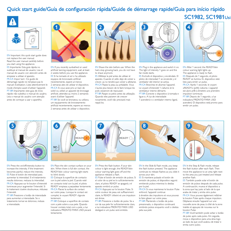 Image de la première page du manuel de l'appareil Lumea Comfort SC1982