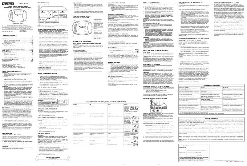 Page 1 de la notice Manuel utilisateur First Alert CO615