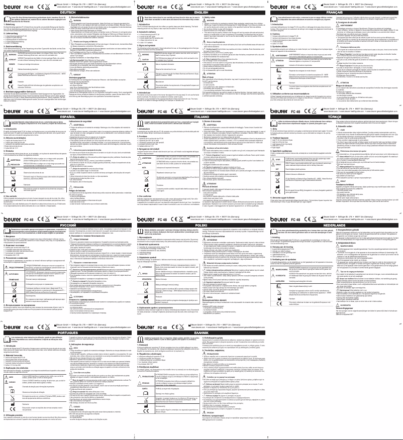 Page 1 de la notice Manuel utilisateur Beurer FC48