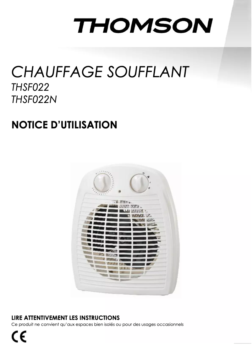 Page n°1 - Manuel utilisateur Thomson THSF022