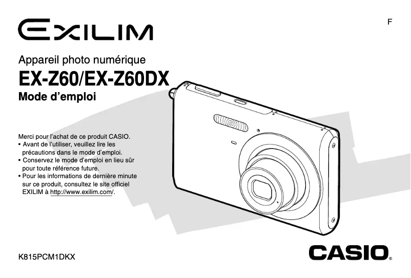 Page n°1 - Manuel utilisateur Casio Exilim EX-Z60