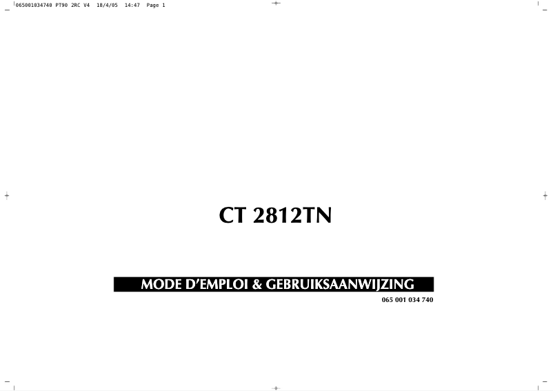 Page n°1 - Manuel utilisateur Finlux CT2812TN