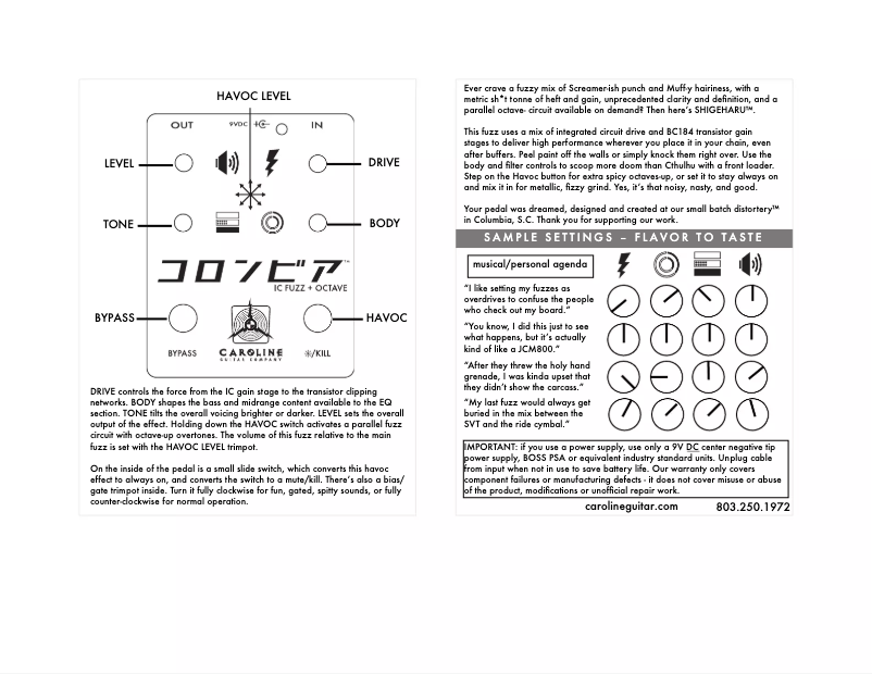 Página 1 del manual Manual de usuario Caroline Shigeharu