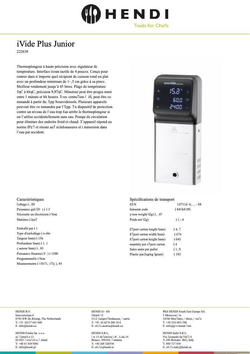 Page 1 de la notice Fiche technique SousVideTools 222638