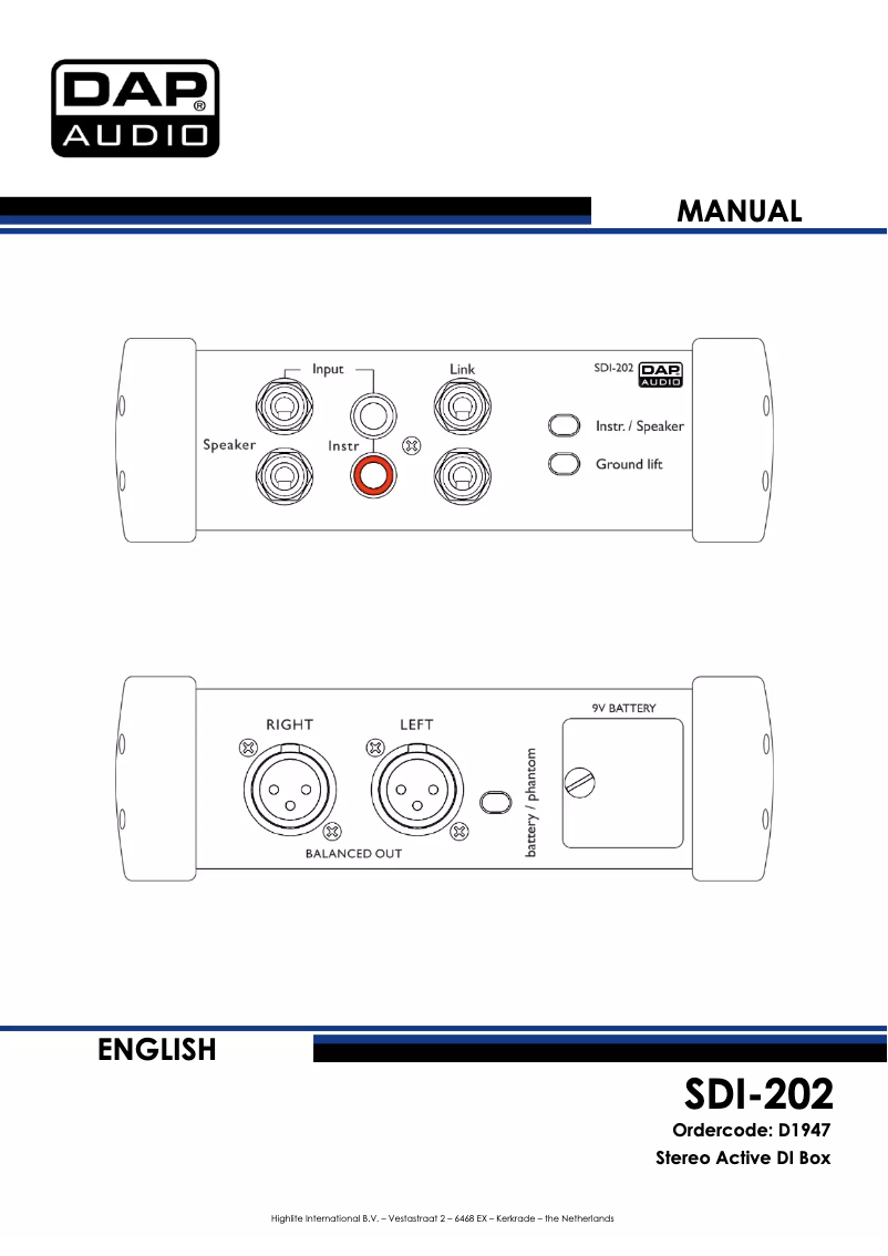 Page 1 de la notice Manuel utilisateur DAP-Audio SDI-202