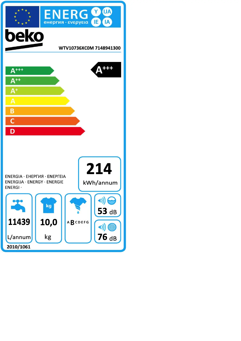 Image de la première page du manuel de l'appareil WTV10736XC0M