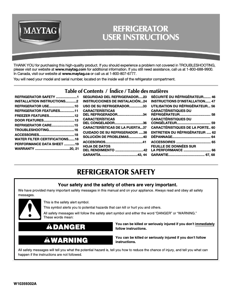 Page n°1 - Manuel utilisateur Maytag M1BXXGMYM