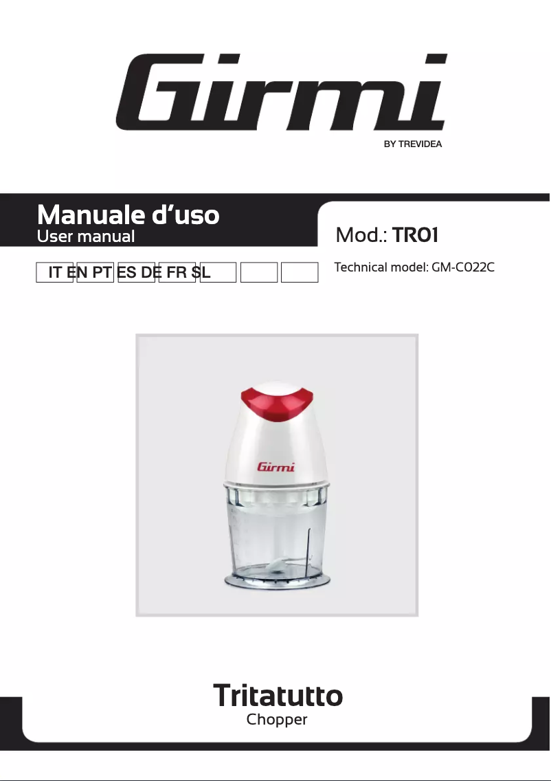 Page n°1 - Manuel utilisateur Girmi TR01