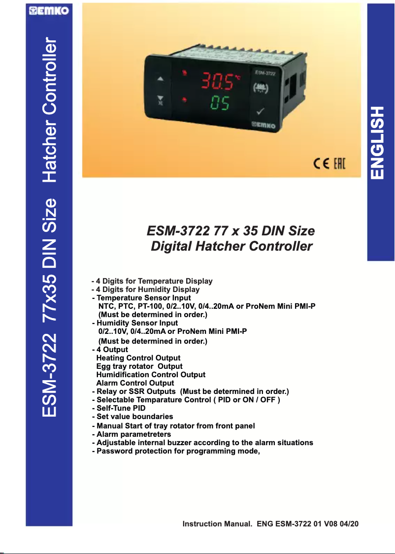 Page 1 of the manual User Manual Emko ESM-3722