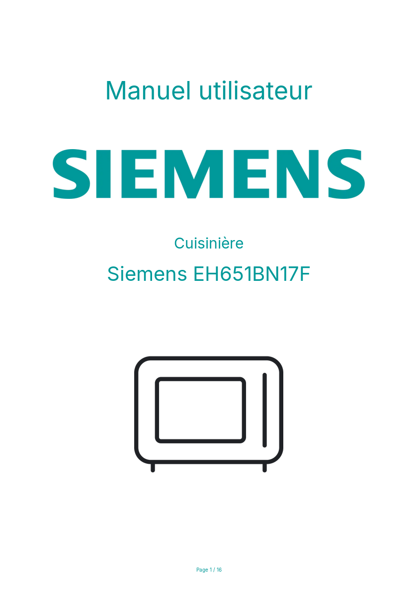 Page n°1 - Manuel utilisateur Siemens EH651BN17F