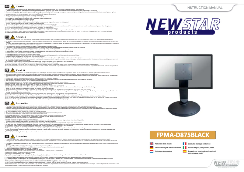 Page n°1 - Manuel utilisateur Newstar FPMA-D875