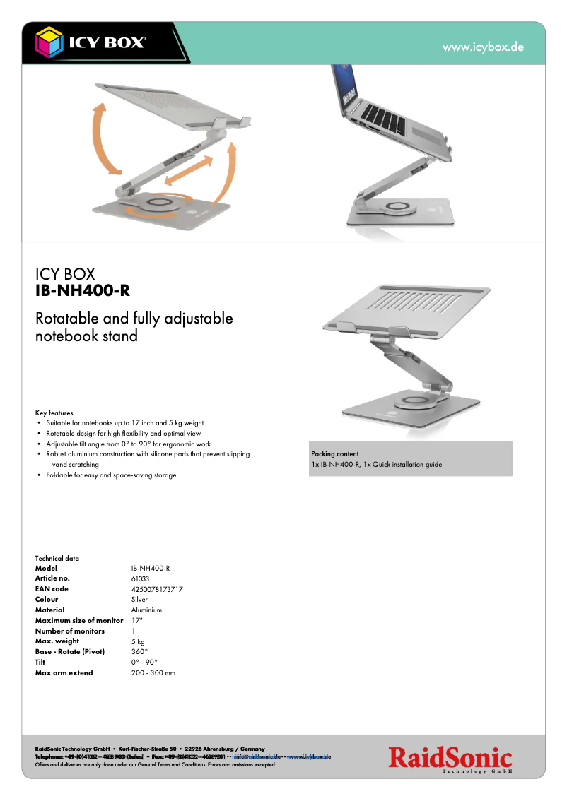 Image de la première page du manuel de l'appareil IB-NH400-R