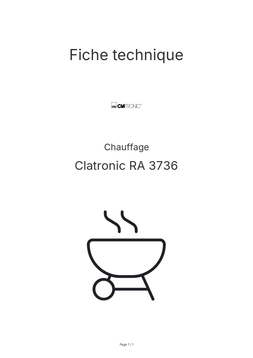 Page n°1 - Fiche technique Clatronic RA 3736