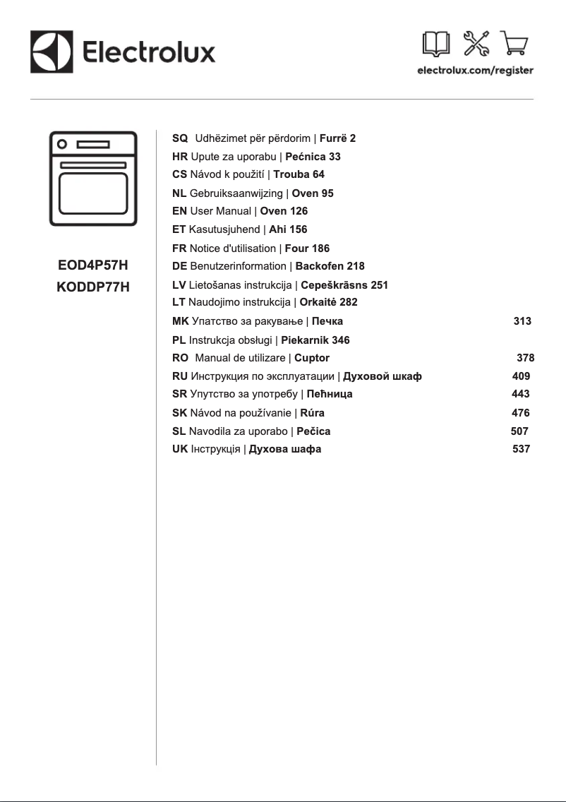 Page 1 de la notice Manuel utilisateur Electrolux EOD4P57H