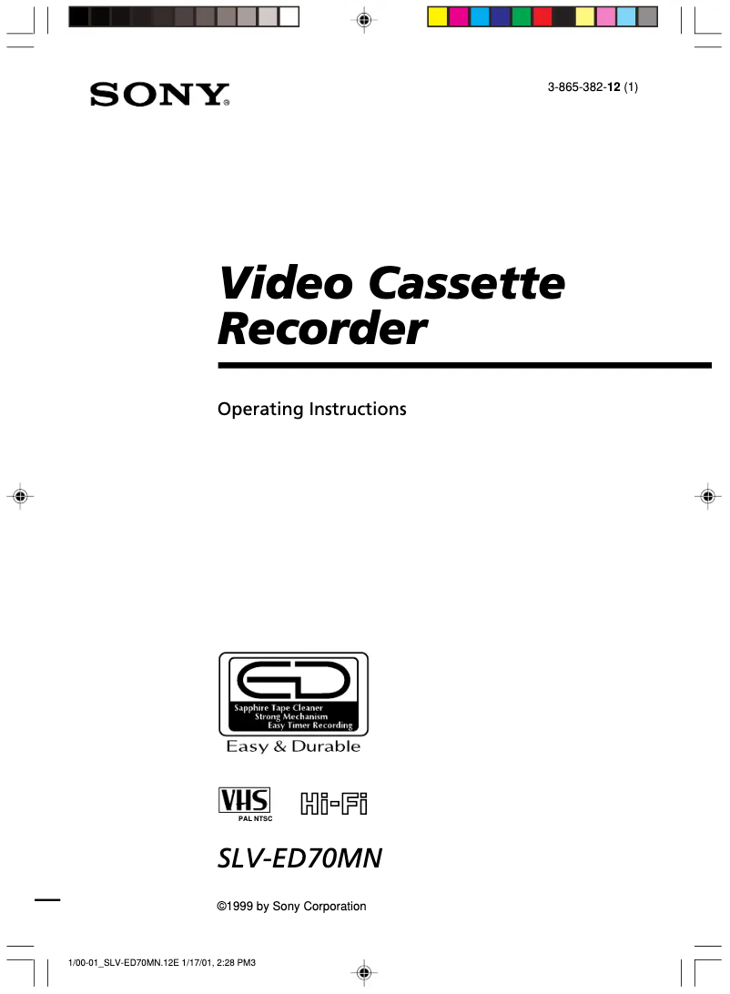 Page 1 de la notice Manuel utilisateur Sony SLV-ED70MN