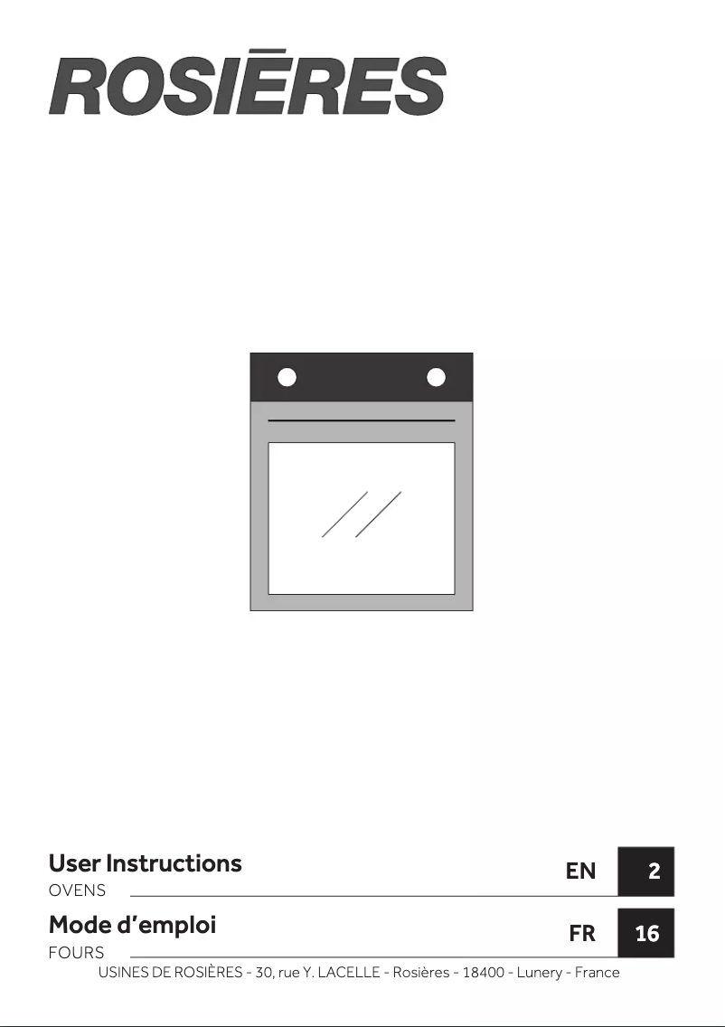 Page 1 de la notice Manuel utilisateur Rosieres RFC3O5858X