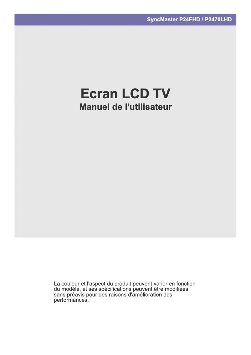 Image de la première page du manuel de l'appareil P2470LHD