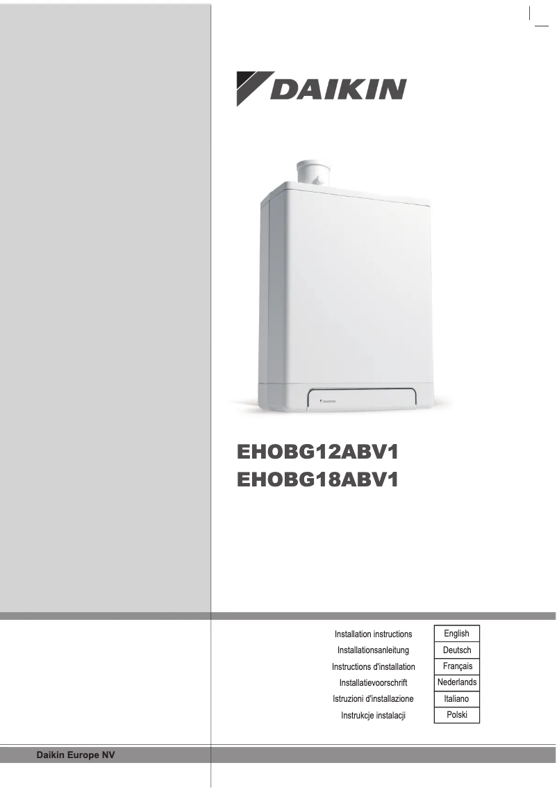 Page 1 de la notice Manuel utilisateur Daikin EHOBG18ABV1