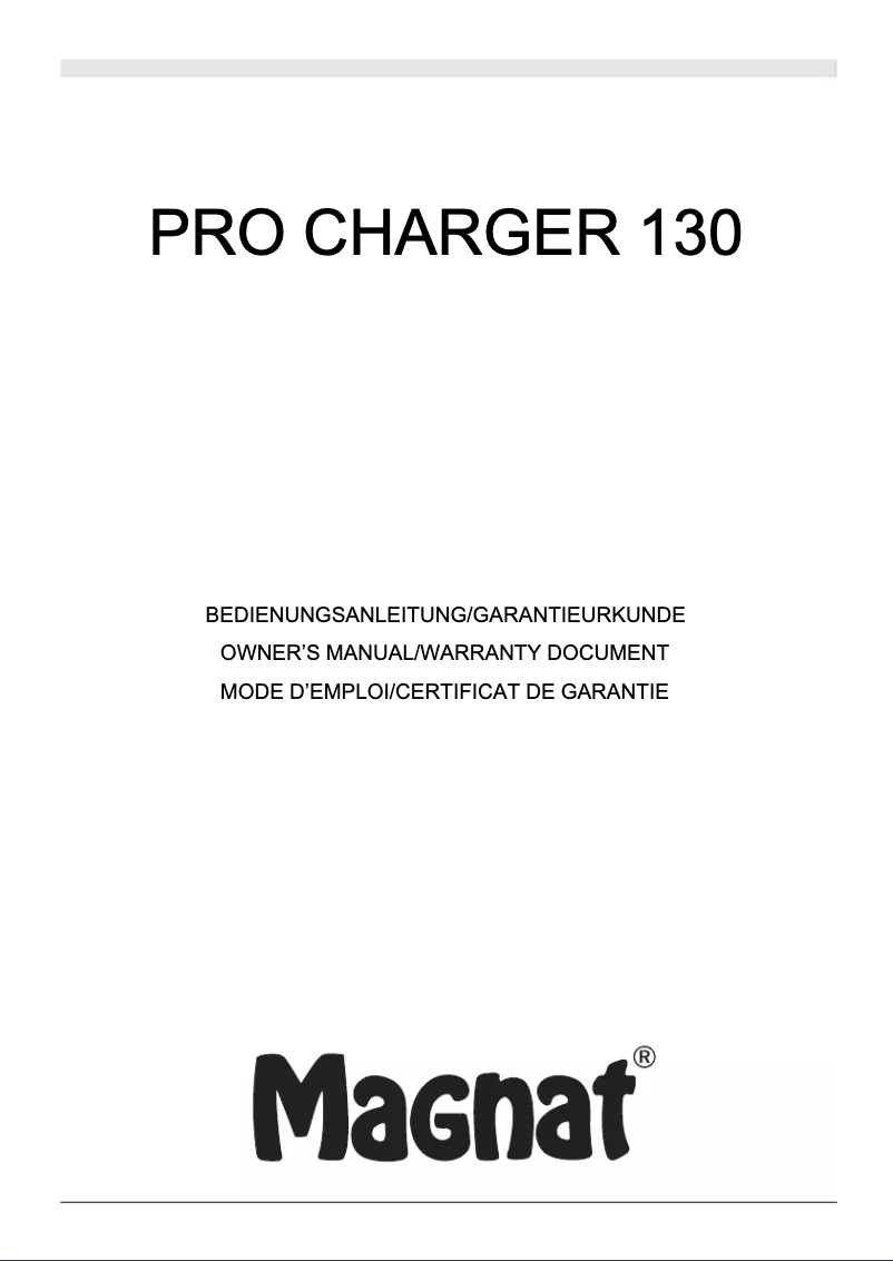 Page n°1 - Manuel utilisateur Magnat Pro Charger 130