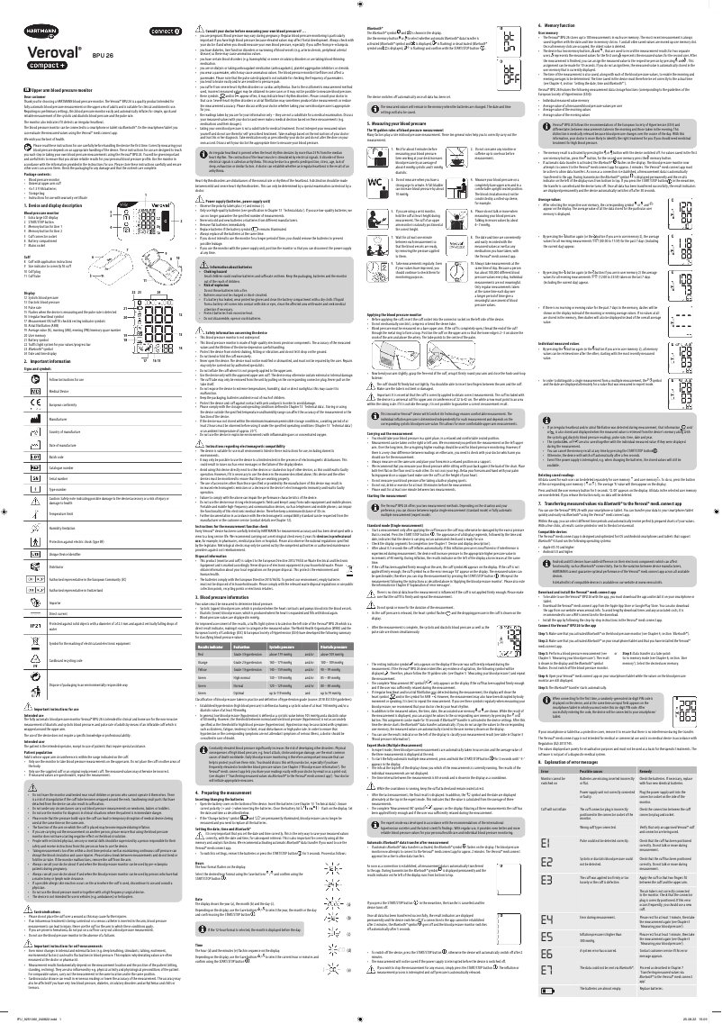 Image de la première page du manuel de l'appareil Veroval compact+ BPU26