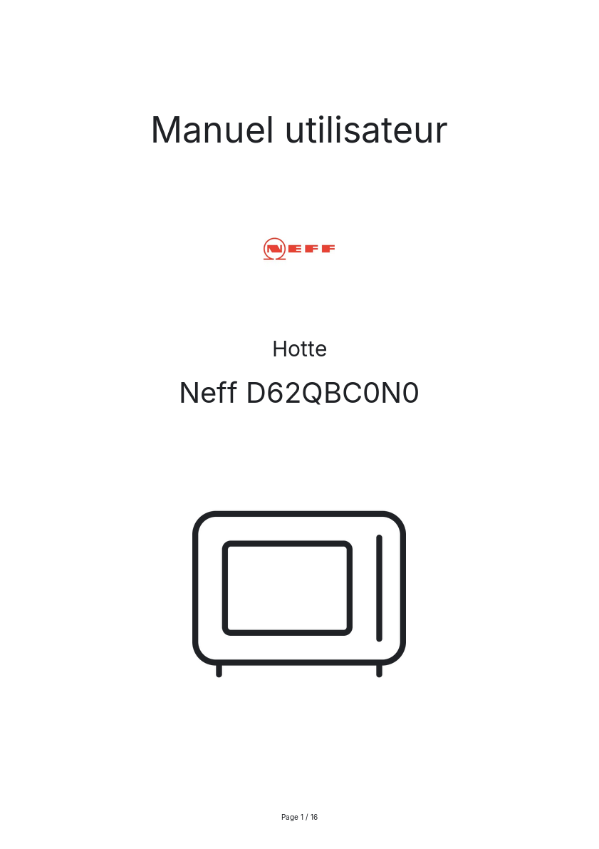 Image de la première page du manuel de l'appareil D62QBC0N0